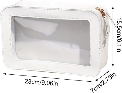 Clear Makeup Bag, Portable Makeup Organizer, Cosmetic Storage Pouch, Waterproof Travel Bag, Toiletry Bag Organizer, Travel Makeup Bag, Zipper Pouch Organizer, Makeup Bag For Travel, white, Please