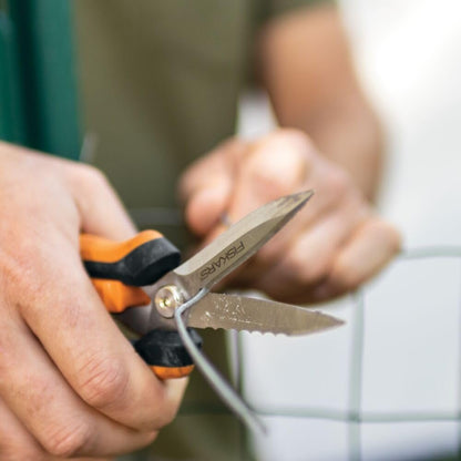 Fiskars Pruning Shears for Gardening, Multipurpose 8" Garden Shears with Sheath and SoftGrip Handle, Great for Cutting Nursery Pots, Bags, and Wire