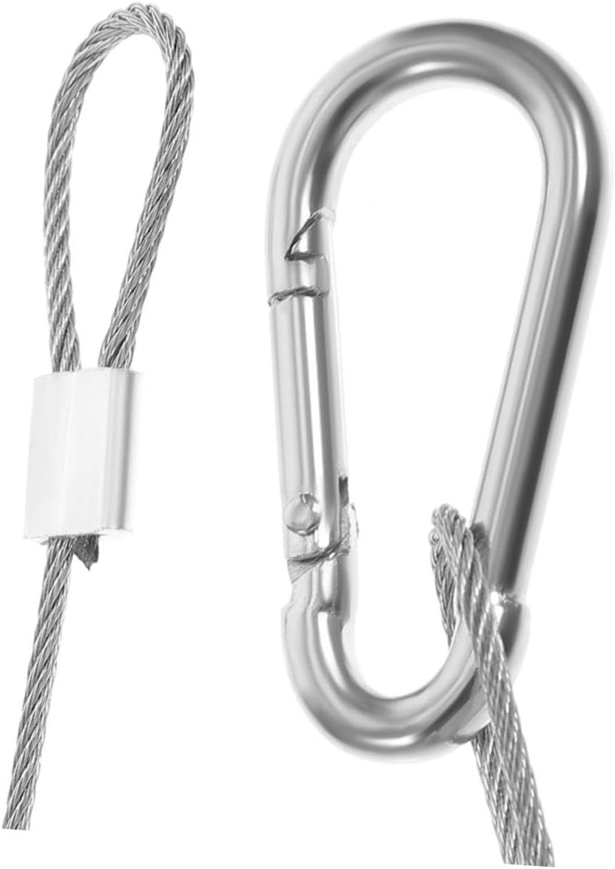LIFKOME Security Cable Lock Loops 6pcs Stainless Steel Wire Rope 2.0mm Thick 480mm Long for Luggage Stage Lights Safety Cable