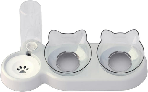 BaoFufc Doppia ciotola per gatti per l'irrigazione e l'irrigazione salvaspazio automatica per mangiare e annaffiare la ciotola per interni