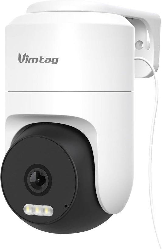 VIMTAG 5G Security Camera Outdoor, 2.5K Plug-in WiFi Camera for Home, Indoor/Outdoor Use, Dual-Band, 360° View, Motion Detection, Auto Tracking, Two-Way Audio, Siren, Waterproof, Color Night Vision