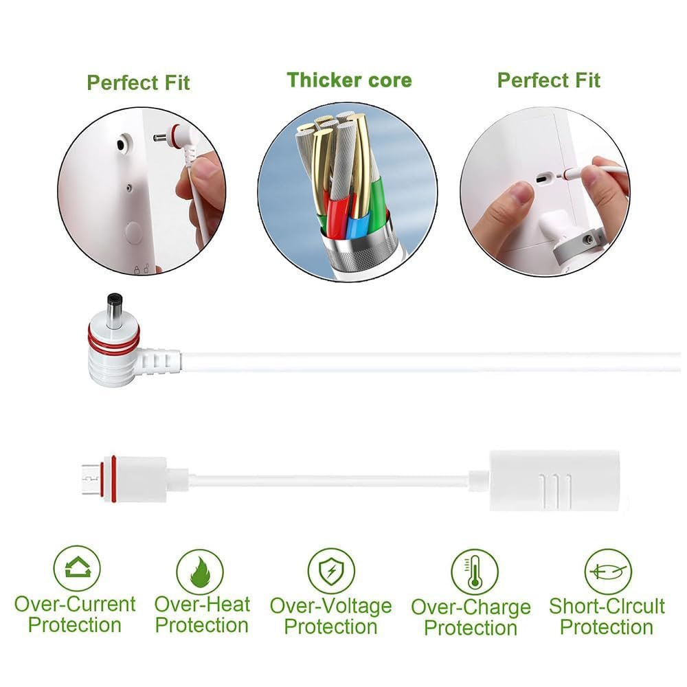 1Pack 24.9 ft/7.6m USB Power Charging Cable with Type-C Adapter Cable and LED Alert Light, Compatible with Ring Camera (Spotlight Cam, Stick Up Cam/Pro, Spotlight Cam Plus/Pro)