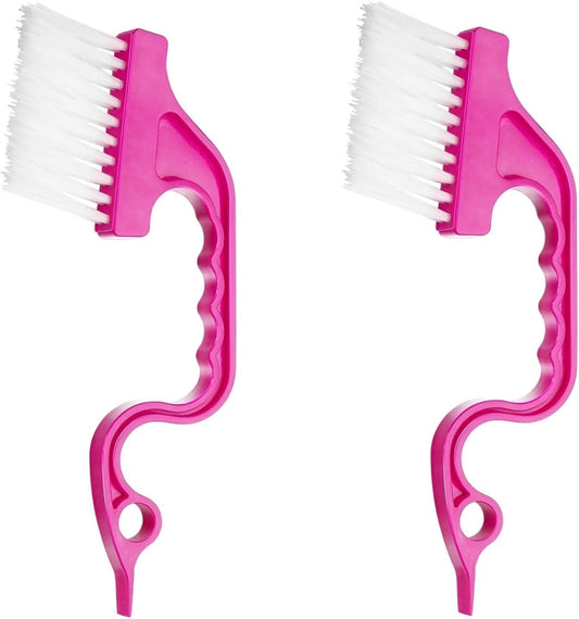 EZONEDEAL 2 Pack Protable Hand-held Groove Gap Cleaning Brush Door Window Track Kitchen Crevice Cleaning Brush Tool Hand-held Kitchen Air Conditioning Outlet Air (2 X Pink)