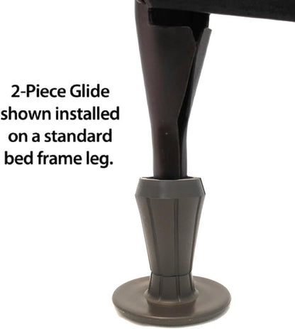 Steel Stem Plastic Bed Frame Glide | Sturdy Bed Frame Legs | Set of 4 | Protect Your Floor by Changing Your Bed Wheels with These Bed Frame Feet | Dark Brown | Set of 4
