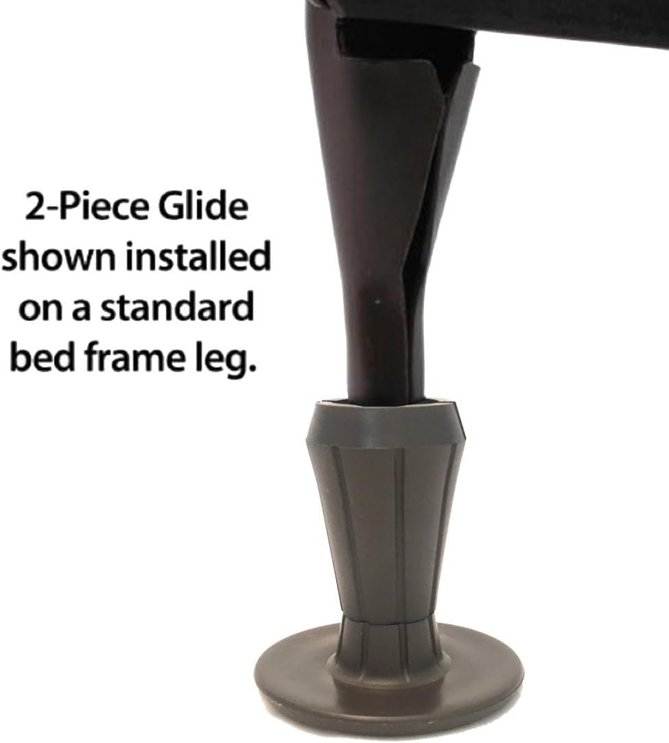 Steel Stem Plastic Bed Frame Glide | Sturdy Bed Frame Legs | Set of 6 | Protect Your Floor by Changing Your Bed Wheels with These Bed Frame Feet | Dark Brown | Set of 6
