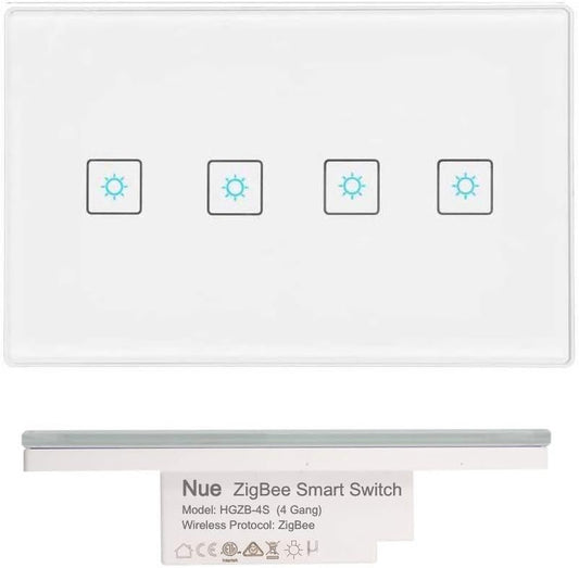 Nue ZigBee Smart 4 Gang Light Switch for ZigBee Home Automation Alexa Voice Control