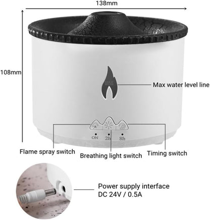 YUEMOL Volcano humidifier 360ml Volcano Air Diffuser Flame Lamp Air Cloud Humidifier， Remote Control Essential Oil Aroma Smoke Ring Night Light
