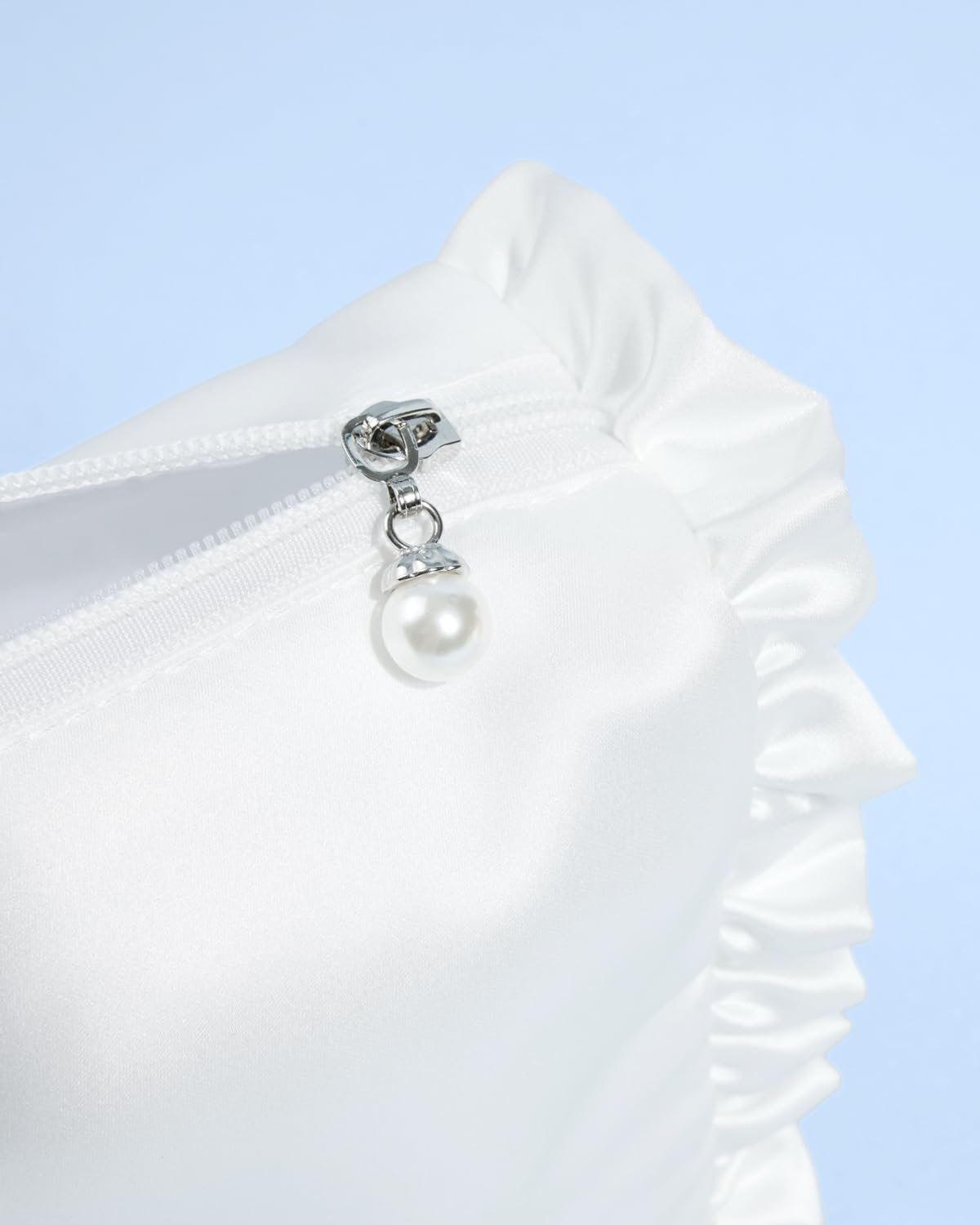 xo, Fetti White Satin Bride Cosmetic Bag | Bachelorette Party Decorations, Bride To Be Purse, Bridal Shower Accessory, GRWM Makeup Bag, White, Ruffle
