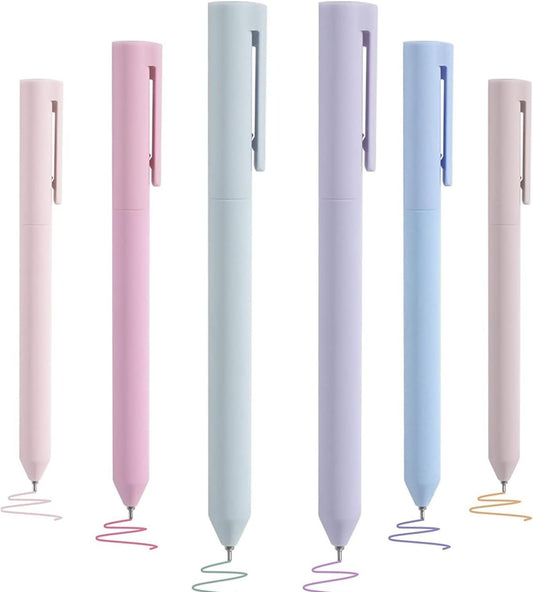 SAHENITEANA 6Pcs Colored Gel Pens, Pastel Ink Colors, Quick Dry Ink Pen Fine Point 0.5mm Smooth Writing for School Supplies Journaling Notetaking Stationery (Morandi)