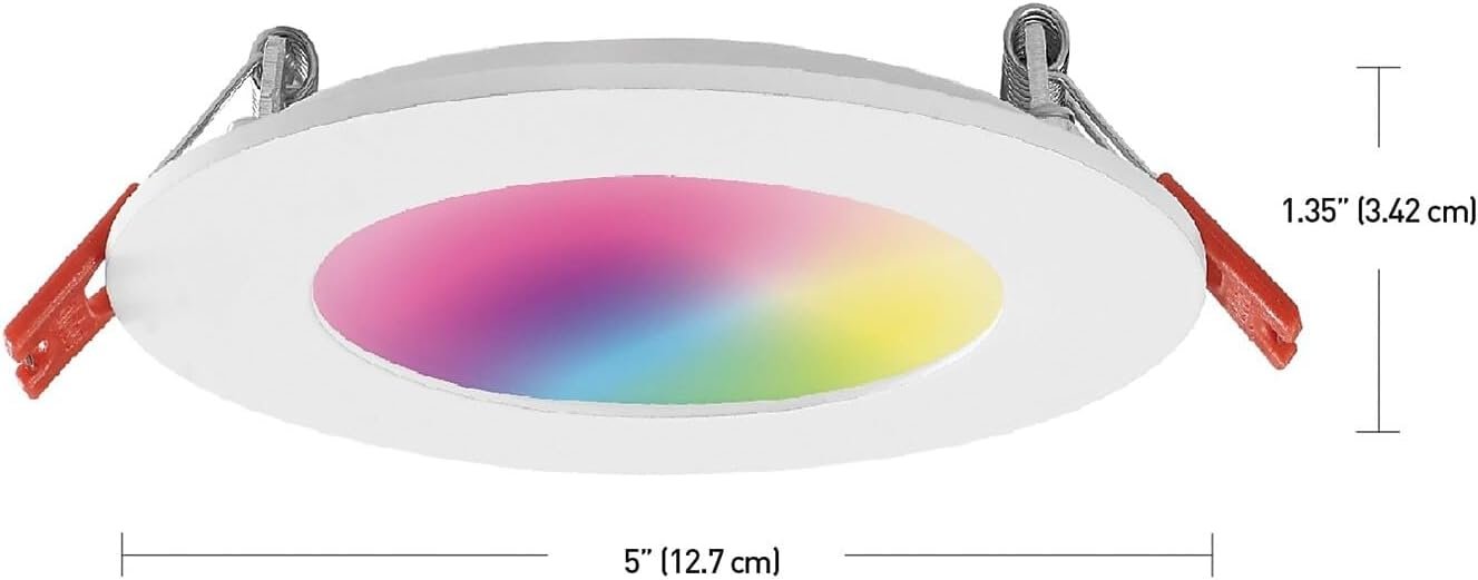 Globe Electric Collection Wi-Fi Smart 4" Ultra Slim Multicolor Changing RGB Tunable White Recessed Lighting Kit, No Hub Required, Voice Activated, 9W, 50068, 4 Inches
