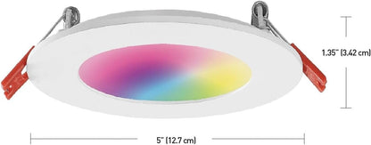 Globe Electric Collection Wi-Fi Smart 4" Ultra Slim Multicolor Changing RGB Tunable White Recessed Lighting Kit, No Hub Required, Voice Activated, 9W, 50068, 4 Inches
