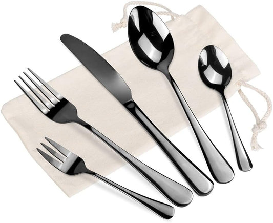 Flatware Set 20 Pieces, Stainless Steel Cutlery Set Flatware Silverware Set with Knife Spoon Fork, Service for 4, Mirror Polish & Dishwasher Safe, Ideal for Home Daily Use/Casual or Formal Dining