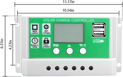 YUNFANG 20 Watt 12 Volt Solar Panel Kit Monocrystalline Solar Panel + 10A PWM Charge Controller + Battery Clips 22% High-Efficiency for RV Boats Trailer Off-Grid System Green 10A Controller