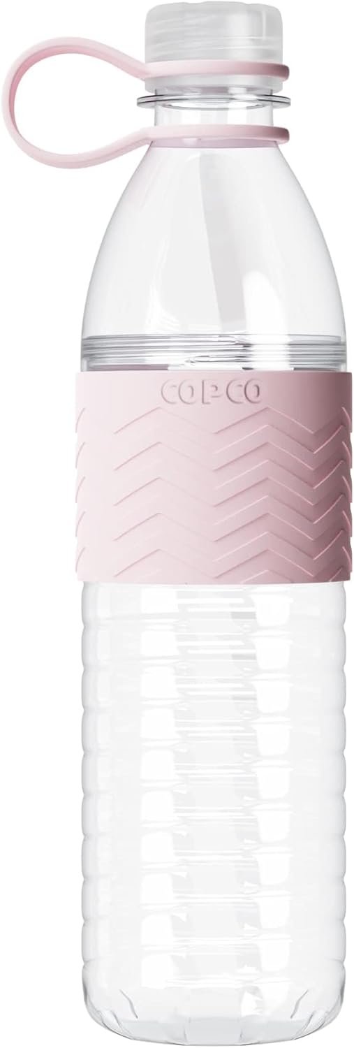 Copco Hydra 20 oz Tritan Water Bottle with Leak-Proof Lid & Textured Grip - BPA-Free, Dishwasher Safe, Easy Twist-Open for Ice & Fruit - Fits Cup Holders, Lightweight, Durable(Pink)