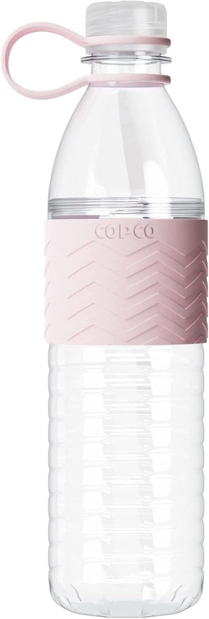 Copco Hydra 20 oz Tritan Water Bottle with Leak-Proof Lid & Textured Grip - BPA-Free, Dishwasher Safe, Easy Twist-Open for Ice & Fruit - Fits Cup Holders, Lightweight, Durable(Pink)