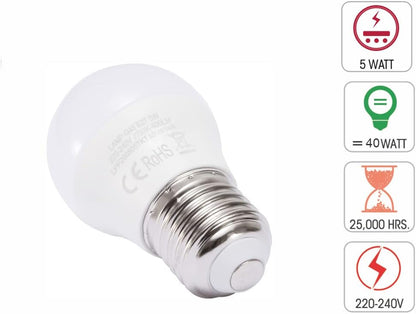 TEKLED® G45 Golf Ball DIMMABLE LED Bulbs | E27 Edison Screw | Energy Saving 5W Light Bulb 40W Incandescent Bulb Equivalent | 2700K 400LM | 4-Pack | Warm White