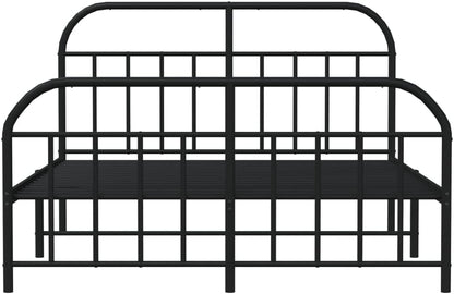 JUNZAI Giroletto con Testiera e Pediera Metallo Nero 140x190 cm,Mobili,Letti e Accessori,Letti e telai per Letti