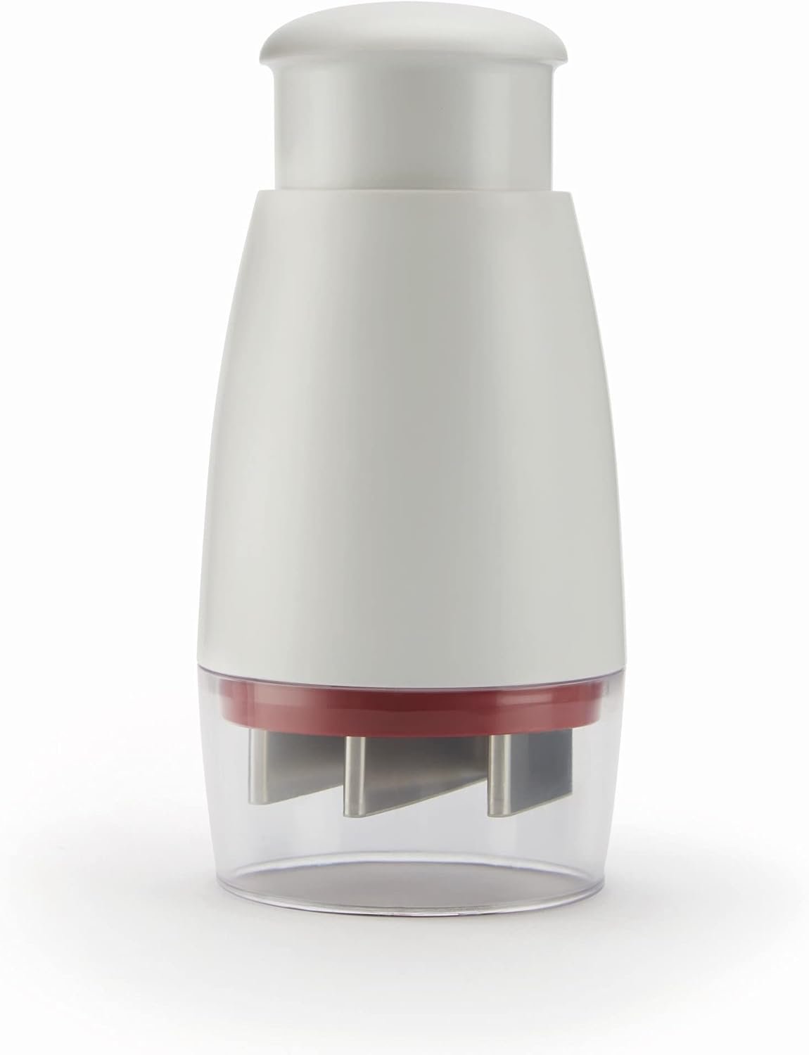 Zyliss Food Chopper with Lid - Manual Chopper with Rotary Stainless Steel Blades, Efficient Chopping, Compact and Easy to Use, Includes Fresh Storage Box and Airtight Lid, 26 cm13 cm9, White/Red