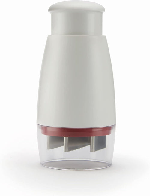 Zyliss Food Chopper with Lid - Manual Chopper with Rotary Stainless Steel Blades, Efficient Chopping, Compact and Easy to Use, Includes Fresh Storage Box and Airtight Lid, 26 cm13 cm9, White/Red