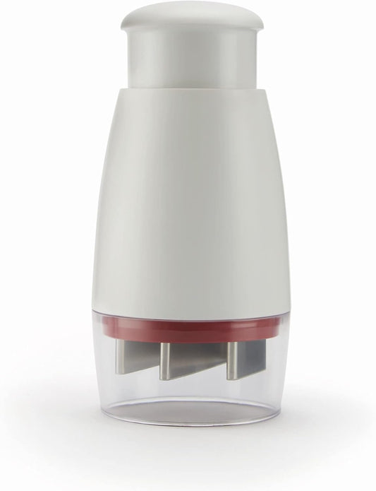 Zyliss Food Chopper with Lid - Manual Chopper with Rotary Stainless Steel Blades, Efficient Chopping, Compact and Easy to Use, Includes Fresh Storage Box and Airtight Lid, 26 cm13 cm9, White/Red