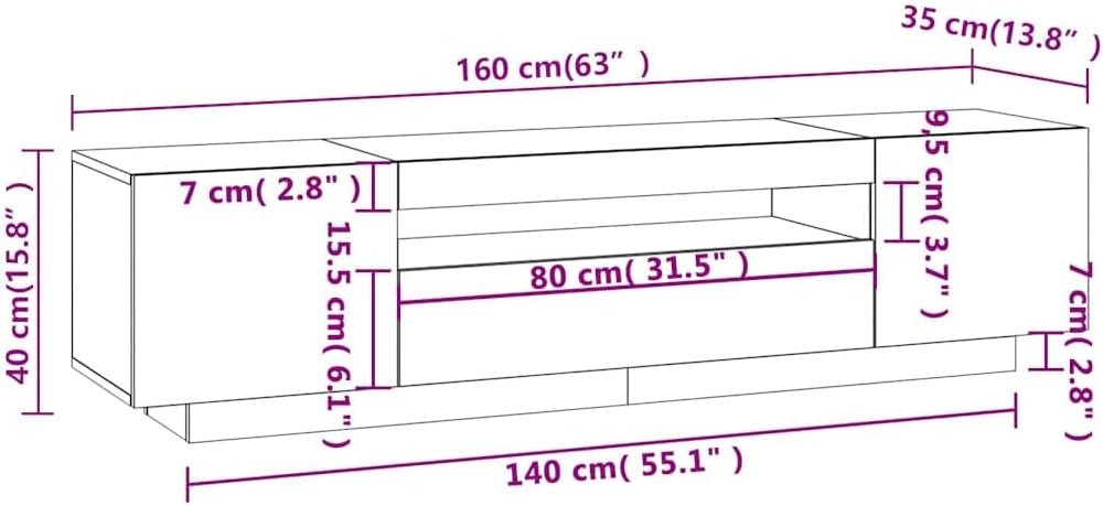 vidaXL TV Cabinet with LED Lights TV Stands HiFi Unit Entertainment Center Plasma Stereo Cabinet Bedroom Living Room Furniture White