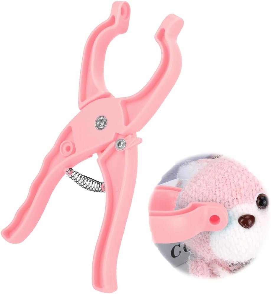 HKYLRAT 1Pcs Upgraded Safety Eye Tool Auxiliary Tool, Safety Eye Snapper Tool Safety Eye Pliers for Amigurumi Eye Snapper Crochet Tool for Stuffed 5-30mm Animal Eyes Doll Making Supplies (Pink)