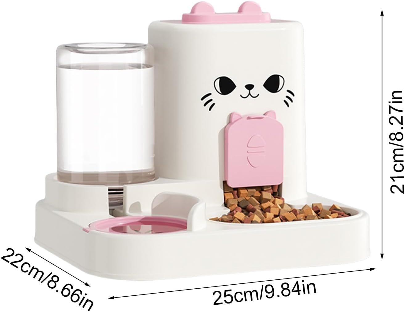 Cat Food Feeder, Water Dispenser, Adorable Compact Automatic Pet Feeding Bowls, Leakproof Dry Food Feeders Container for Continuous Hydration and Nutrition, Indoor Cats
