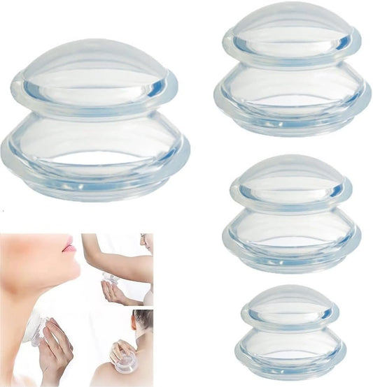 Cupping Therapy Sets - Silicone Cups Set Firm for Muscle Soreness Pain Relief Body Neck Knee, Self Massage Tool, Deep Muscle Massager, Anti Cellulite Joint Pain Recovery (4 Sizes)