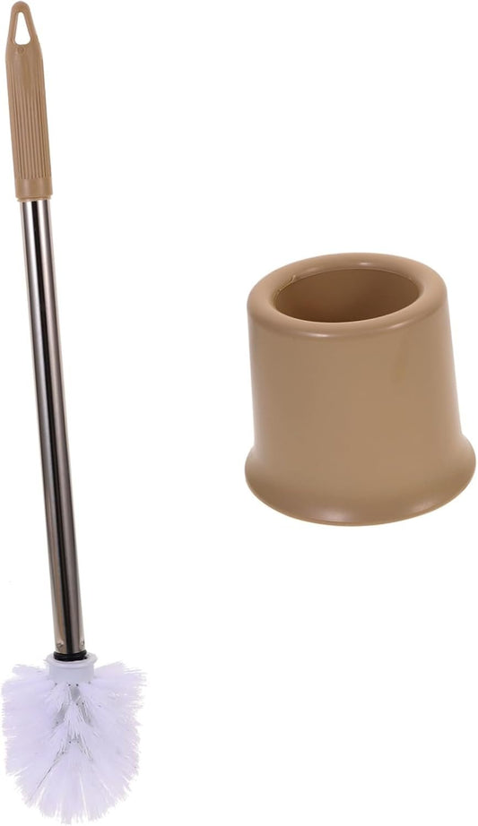 JEWEDECO Bathroom Cleaning Essential Stainless Steel Toilet Brush Holder Round Brush for Storage Stiff Bristle Long Handle Sanitary