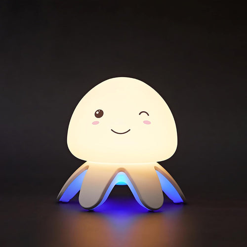 Shenzhi Tech Jellyfish Night Light Touch Sensor LED Table Lamp, USB Rechargeable, 7 Color Gradient, Remote Control, Music Function, Perfect for Bedroom, Living Room, and Gifts