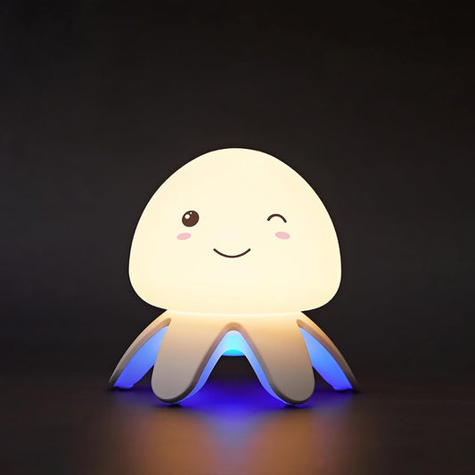Shenzhi Tech Jellyfish Night Light Touch Sensor LED Table Lamp, USB Rechargeable, 7 Color Gradient, Remote Control, Music Function, Perfect for Bedroom, Living Room, and Gifts