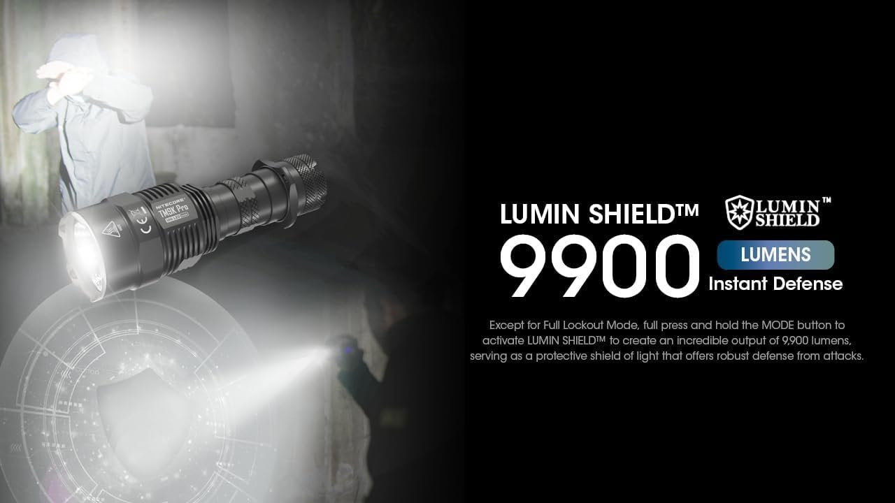 Nitecore TM9K Pro 9900 Lumen High Lumen Tactical Flashlight Sticker, Fast-Charging USB-C for Search and Rescue