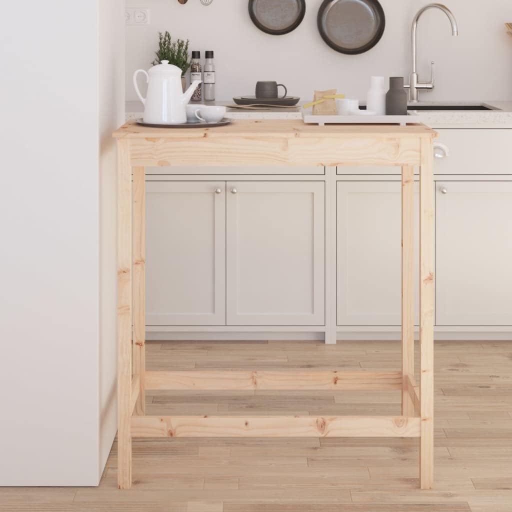 vidaXL Solid Wood Pine Bar Table - Scandinavian Style, Rectangular Shape, Brown Natural Color, Perfect for Living Room, Dining Room and Kitchen