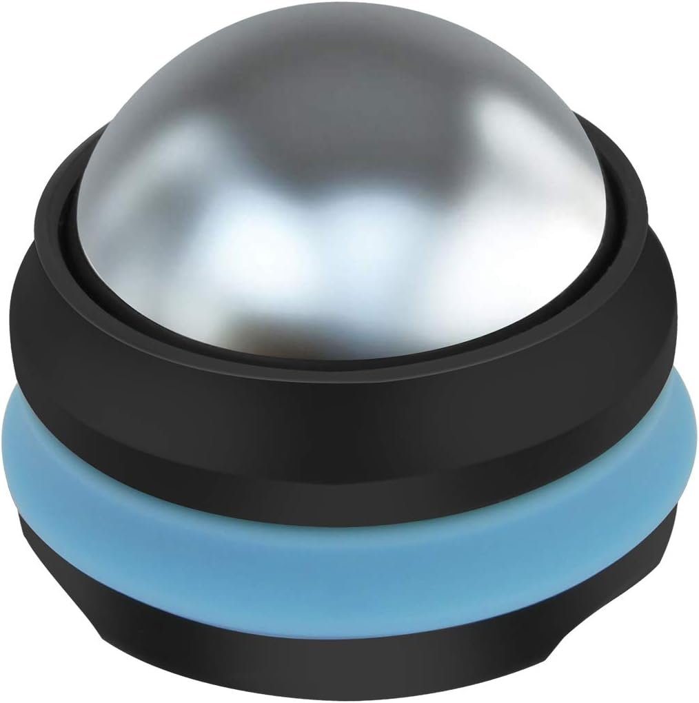AHIER Cold Massage Roller Ball, Stainless Steel Cold Therapy Relief, Free Rolling Removable Gel Ball Deep Tissue Massage Pain Relief, Great Tool for Back/Neck Pain, Muscles Recovery (Black)