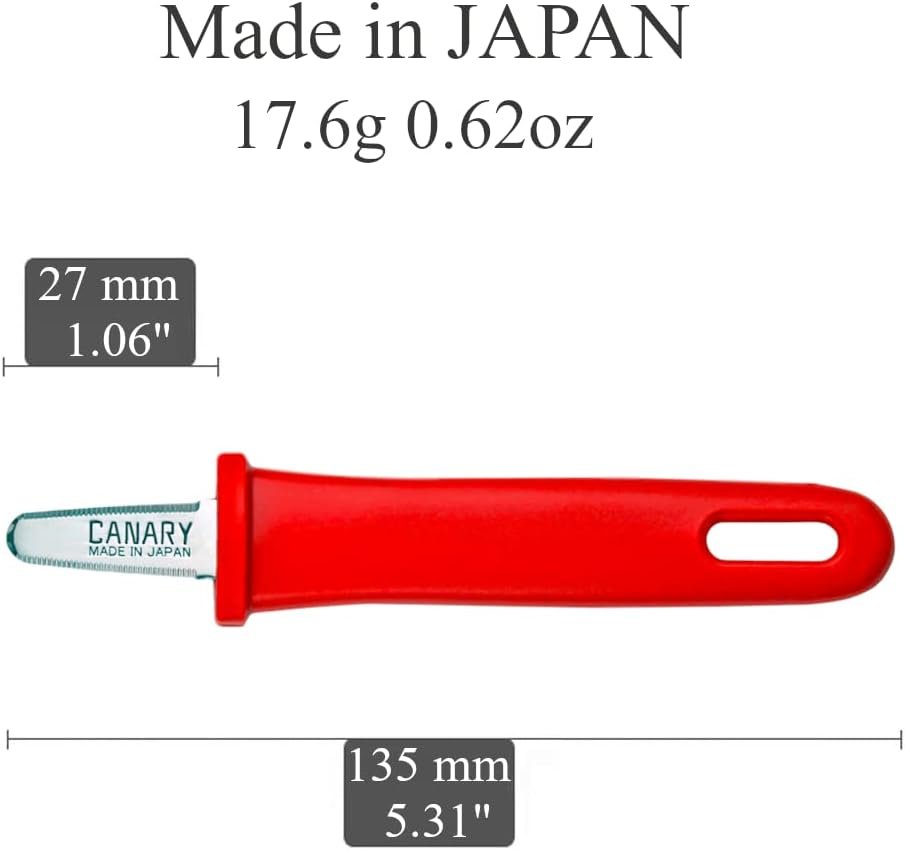 CANARY Box Opener Mini Cutter 5", Safety Package Opener Small Knife Tool, Safe Serrated Japanese Stainless Steel Blade, Red, Made in JAPAN