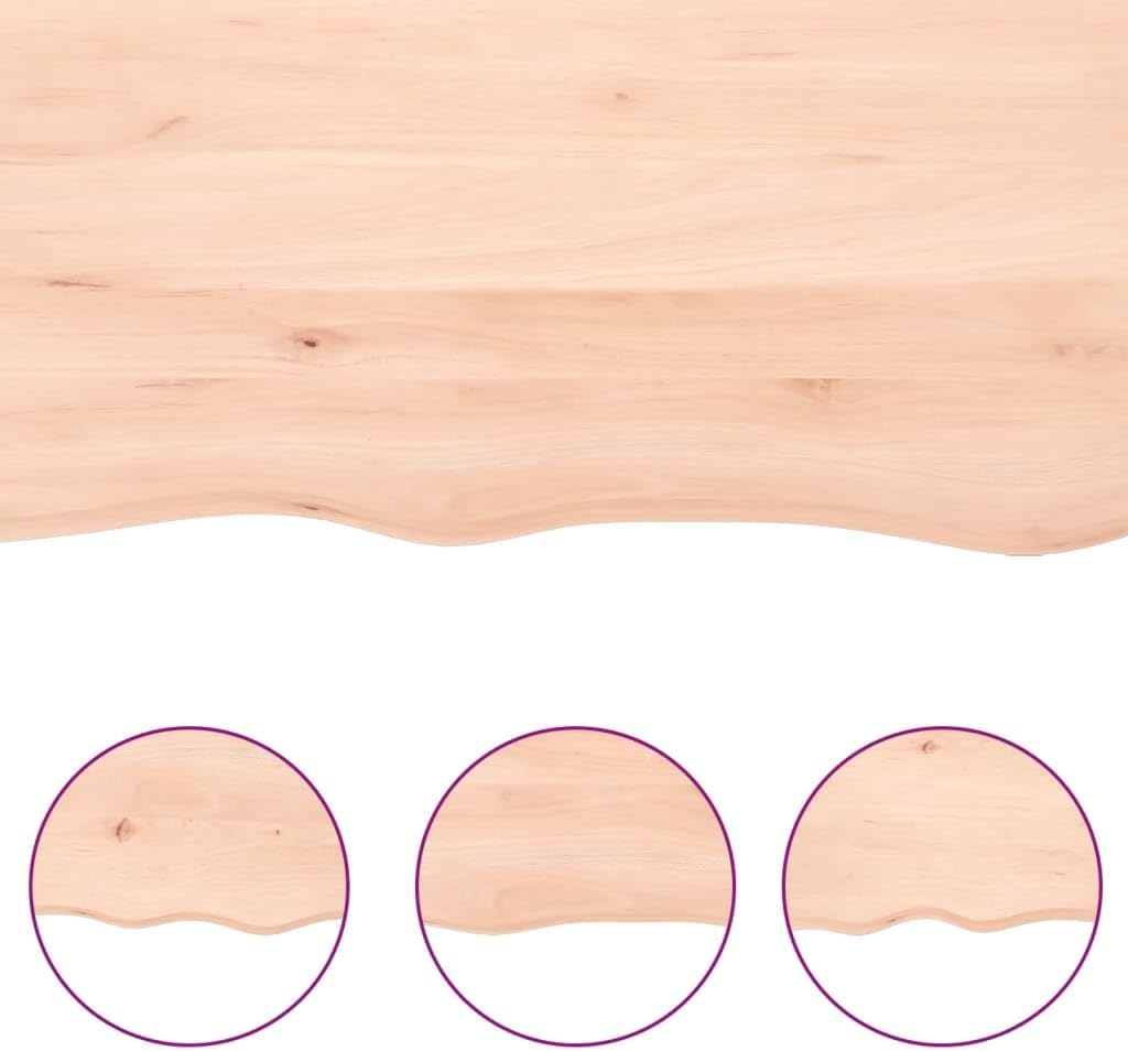 Eleganz Solid Wood Table Top 60 x 60 x (2-4) cm Untreated Live Edge – Eco-Friendly & Durable for Dining, Office or Outdoor Use
