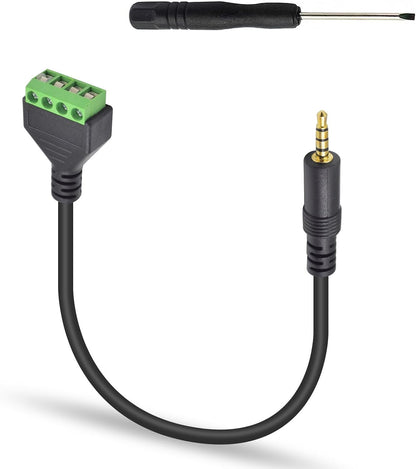 Poyiccot 3.5mm Speaker Wire Adapter, 3.5mm (1/8") 4 Pole Stereo TRRS Male Jack to AV 4 Screw Terminal Block Balun Connectors Cable 30cm (1/8inch/ 4pin)