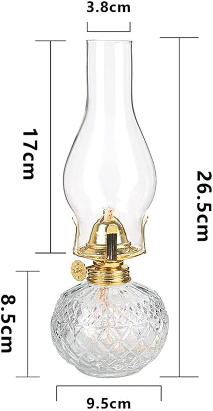 KKTENY 2 Pieces Chamber Oil Lamps,Transparent Glass Oil Lamps for Indoor Use, 250ml Clear Kerosene Lamp for Emergency Lighting, Home Decor, Prayer, Hurricane Lantern