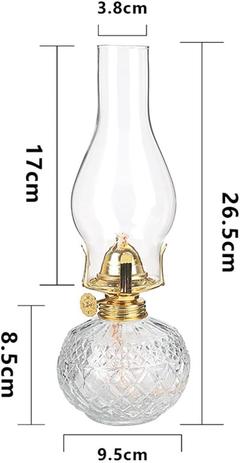 KKTENY 2 Pieces Chamber Oil Lamps,Transparent Glass Oil Lamps for Indoor Use, 250ml Clear Kerosene Lamp for Emergency Lighting, Home Decor, Prayer, Hurricane Lantern