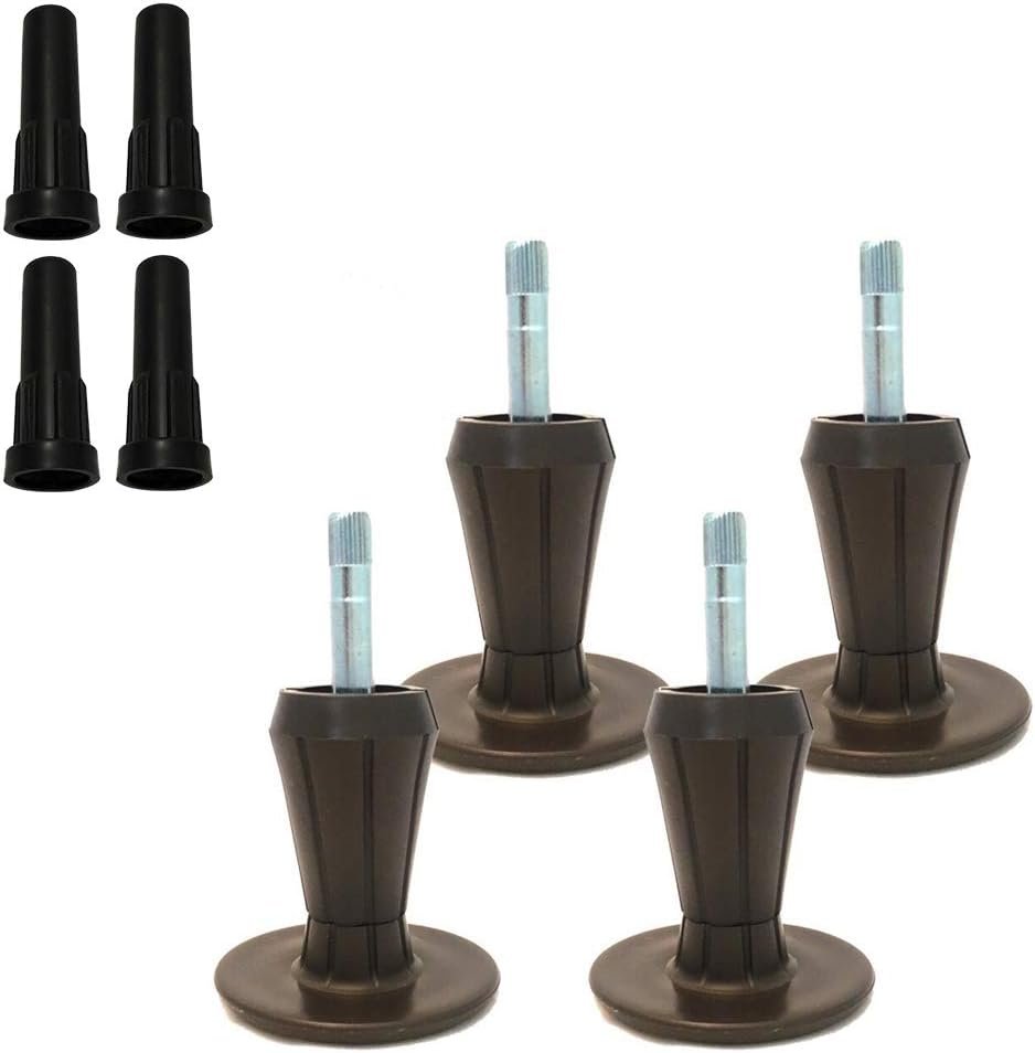 Steel Stem Plastic Bed Frame Glide | Sturdy Bed Frame Legs | Set of 4 | Protect Your Floor by Changing Your Bed Wheels with These Bed Frame Feet | Dark Brown | Set of 4