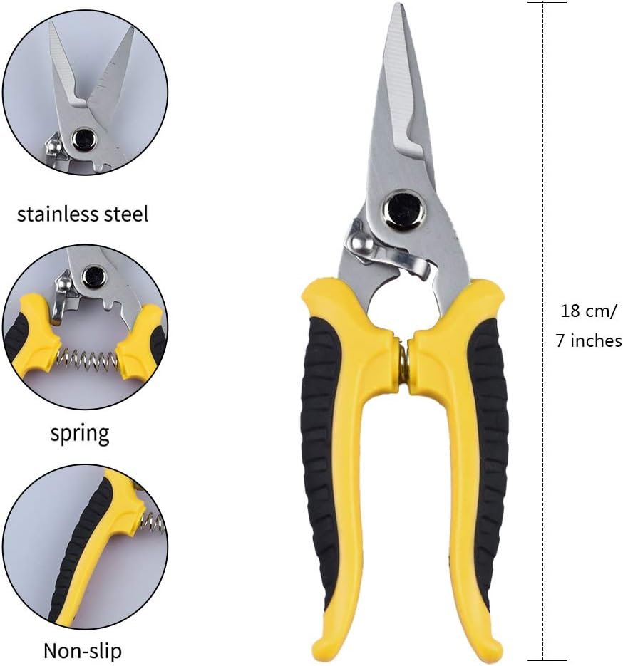 3 Pack Pruning Shears Set, Stainless Steel Garden Clippers with Safety Lock, Professional Shock-Absorbent Hand Garden Shears for Flowers and Small Garden (Red、Yellow and Green)