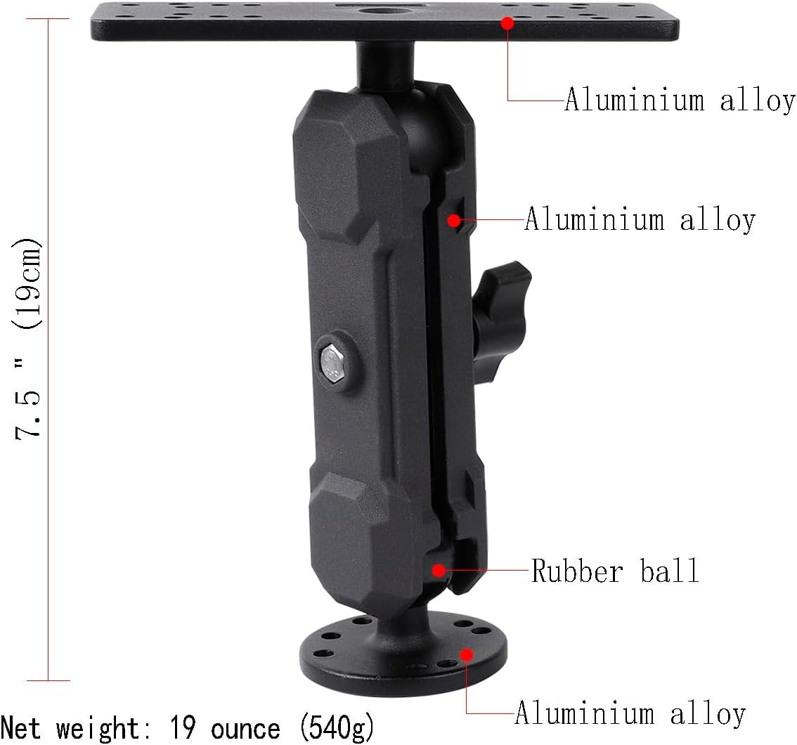 Leenconghui Aluminum Alloy Fish Finder Mount with C Size 1.5"" / 38mm Ball, 5.9"" Arm Marine Electronic Mount Compatible with Garmin,Humminbird, Lowrance and More, BM-72