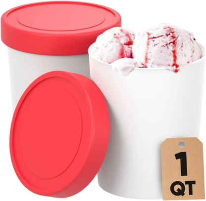 StarPack Home Ice Cream Freezer Storage Containers Set of 2 with Silicone Lids