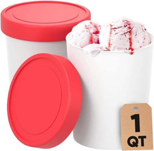 StarPack Home Ice Cream Freezer Storage Containers Set of 2 with Silicone Lids