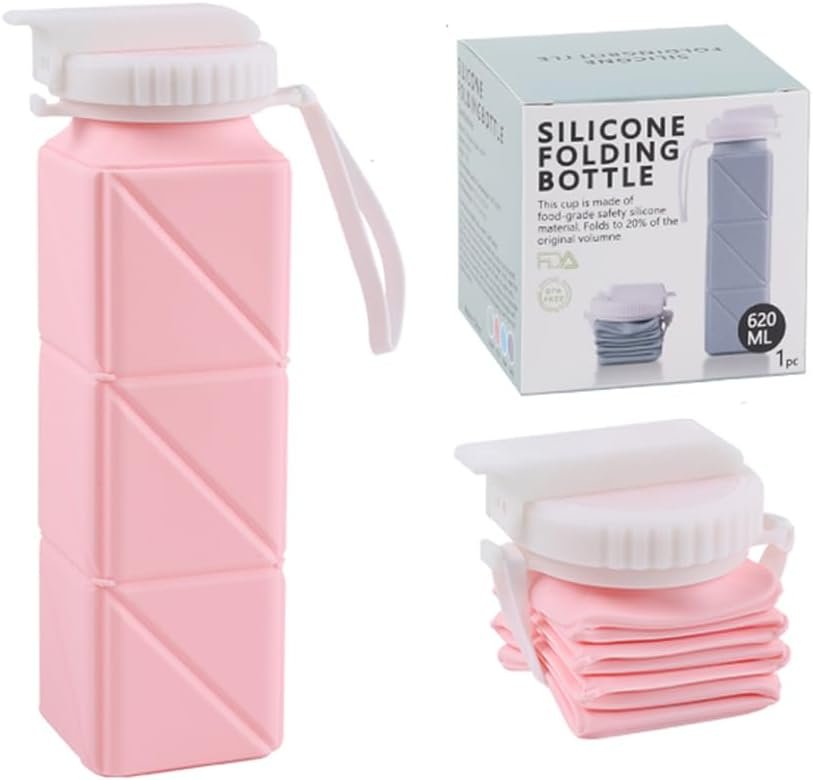 Kojoon Foldable Silicone Water Bottle Travel Cup 20.9oz Folding Drinking Cup Leak-Proof Travel Mug Folding Cup 620ML