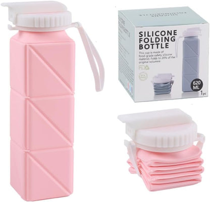 Kojoon Foldable Silicone Water Bottle Travel Cup 20.9oz Folding Drinking Cup Leak-Proof Travel Mug Folding Cup 620ML