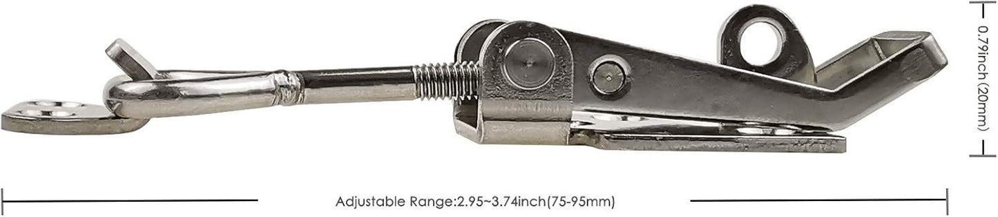 Lockable Adjustable Door Latch Buckle Cabinet Boxes Lever Handle Chest Toggle Catch Lock, 2 Pcs (1S, Range: 75-95mm)