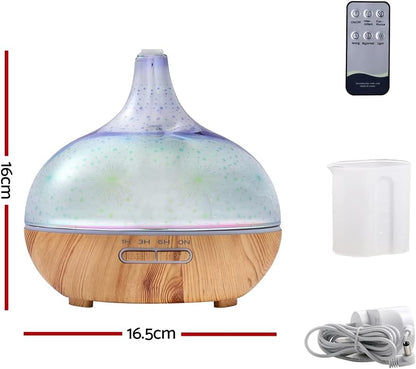 Devanti Aroma Diffuser Aromatherapy Ultrasonic 3D LED Glass Oil Firework 400ml