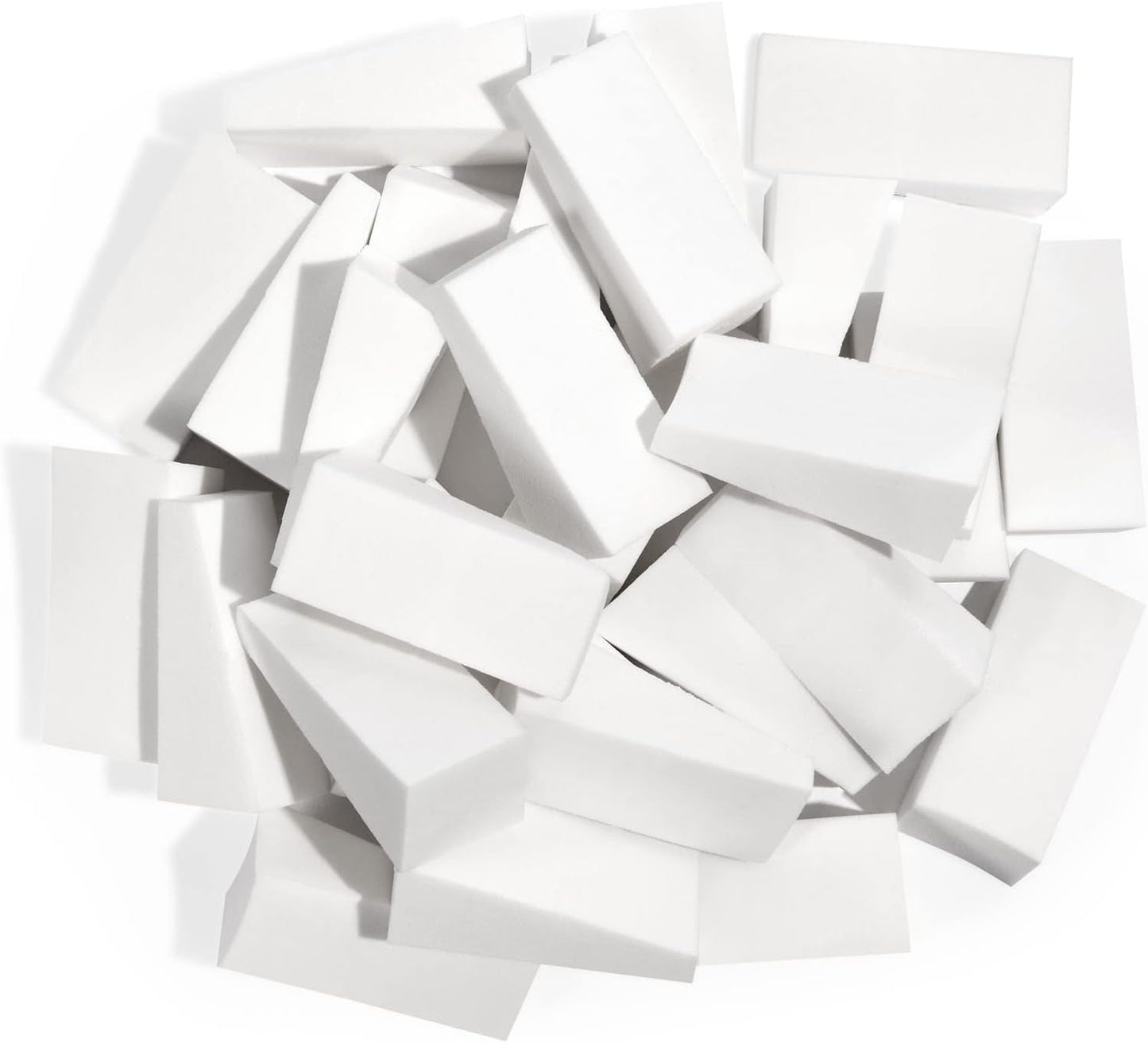 AUAUY 48 Pcs Triangle Makeup Sponges, Latex Free Sponge Wedges, Beauty Sponges, Disposable Makeup Sponges for Powder, Cream, Liquid, Nails, Beauty Accessory - White