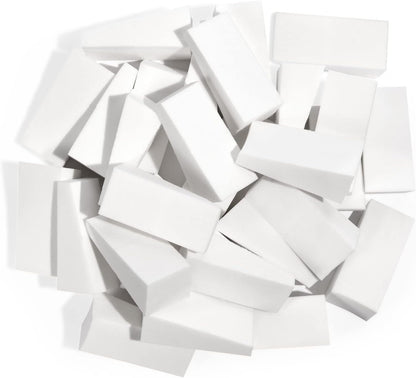 AUAUY 48 Pcs Triangle Makeup Sponges, Latex Free Sponge Wedges, Beauty Sponges, Disposable Makeup Sponges for Powder, Cream, Liquid, Nails, Beauty Accessory - White